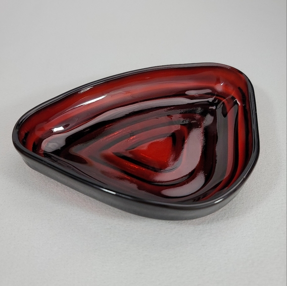 Vtg Royal Ruby Triangular Relish Insert Glass Dish - Picture 1 of 12